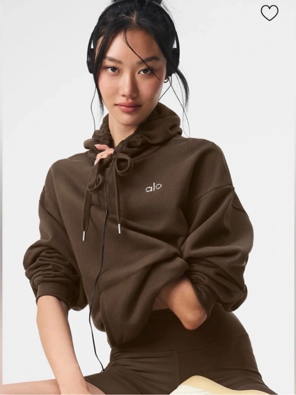 ALO YOGA Accolade Hoodie in Dark Brown Espresso GUC